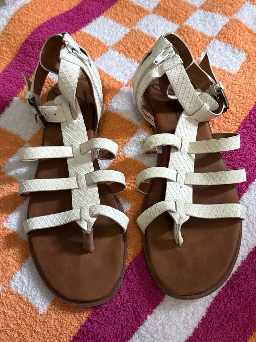 Zodiac White Strappy Gladiator Sandals